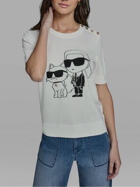 NEW Karl Lagerfeld Paris Karl & Choupette Sweater S Chic